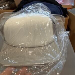 DECKY foam grey white trucker hat with cord - blank - dozen pieces
